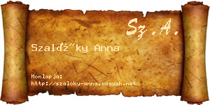 Szalóky Anna névjegykártya